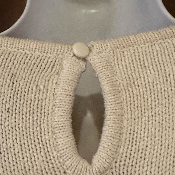 Vintage IB Diffusion Womens Medium Ivory Silk Sweater with Silver Beaded Front - Picture 4 of 8